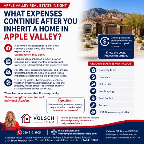 You are currently viewing APPLE VALLEY  What Expenses Continue After You Inherit a Home in Apple Valley?