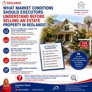 Read more about the article What Market Conditions Should Executors Understand Before Selling an Estate Property in Redlands?