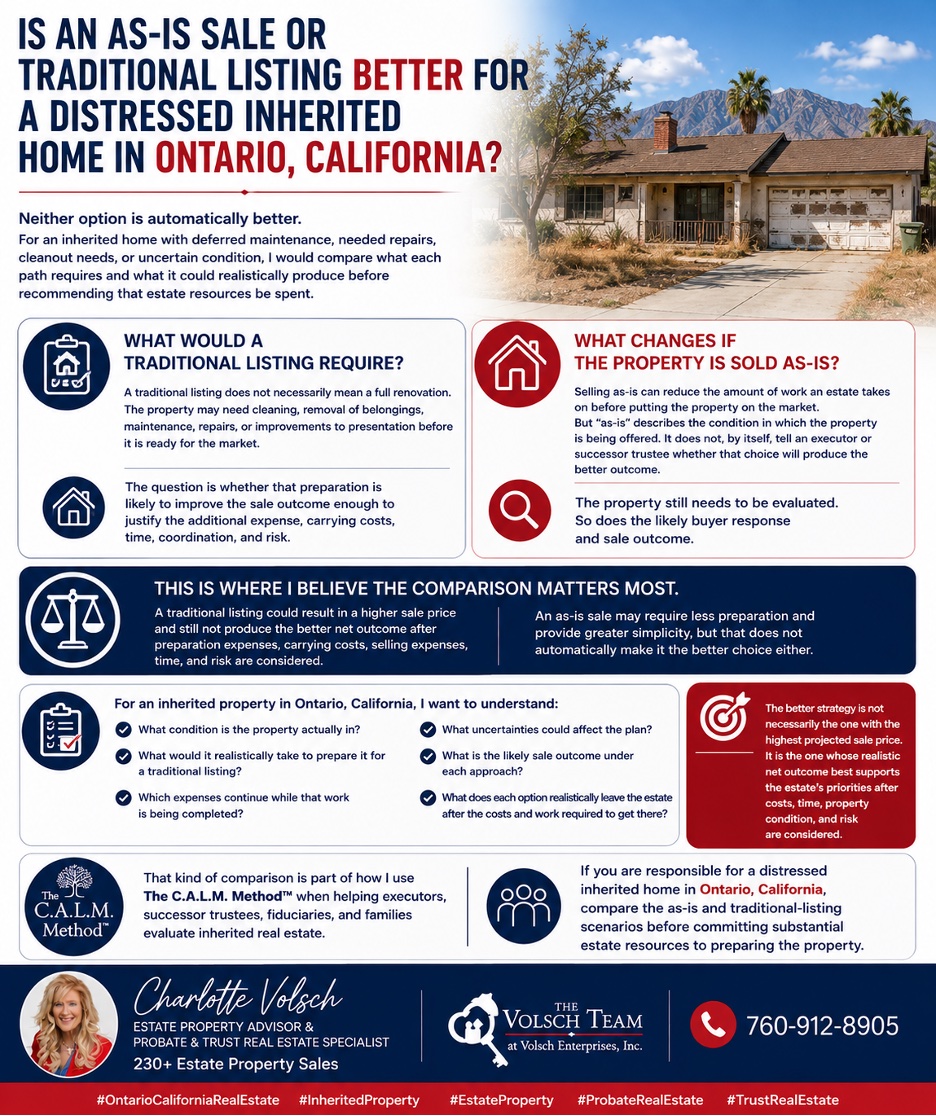 You are currently viewing Is an as-is sale or traditional listing better for a distressed inherited home in Ontario, California?