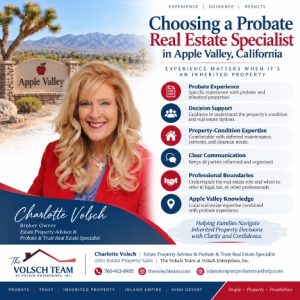 Read more about the article How do I choose a probate real estate specialist in Apple Valley, California?