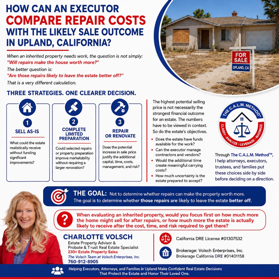 You are currently viewing How can an executor or administrator compare repair costs with the likely sale outcome in Upland, California?