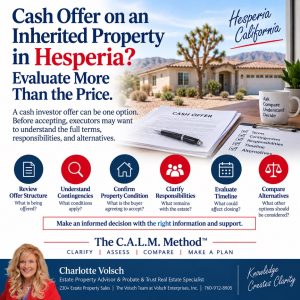 Read more about the article What risks should an executor evaluate before accepting a cash investor offer for inherited property in Hesperia, California?