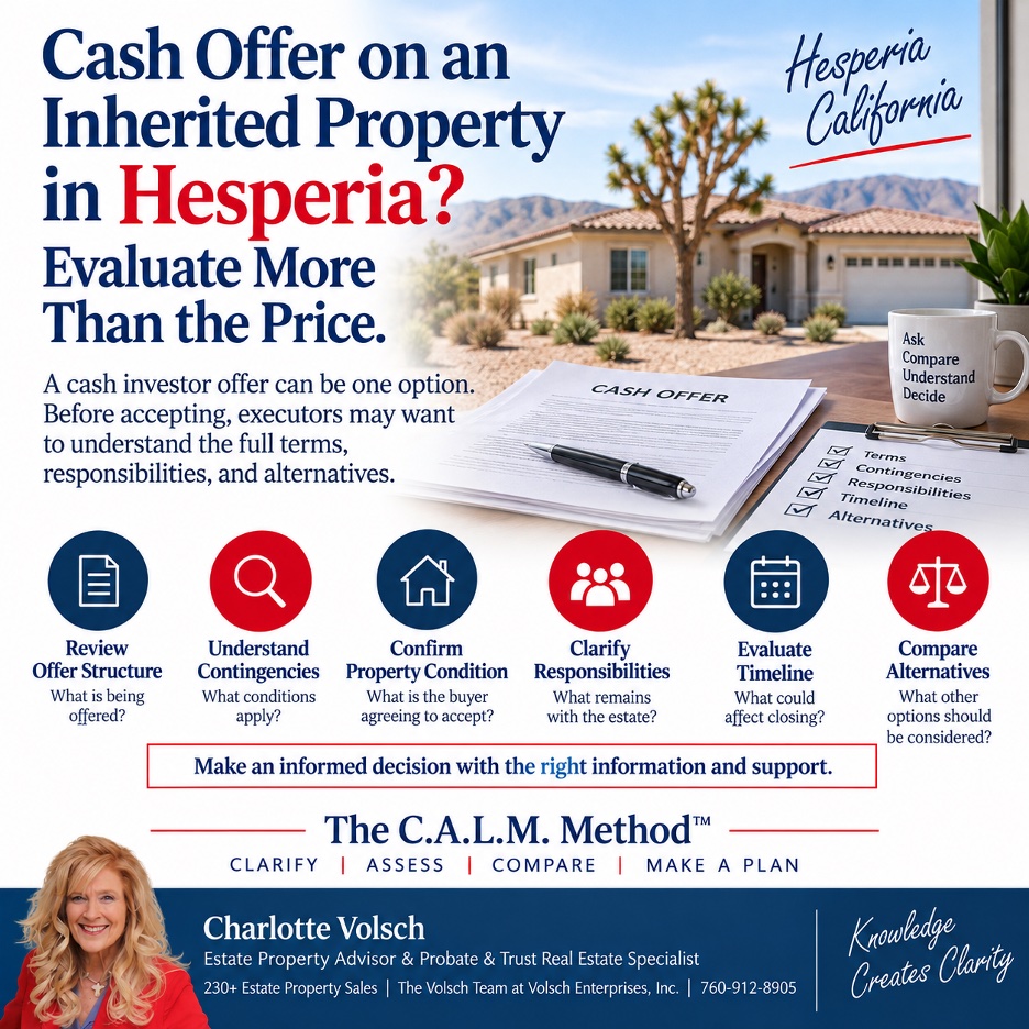 You are currently viewing What risks should an executor evaluate before accepting a cash investor offer for inherited property in Hesperia, California?
