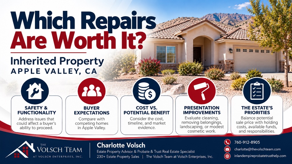You are currently viewing What Repairs Actually Increase Value Before Selling an Inherited Home in Apple Valley, California?